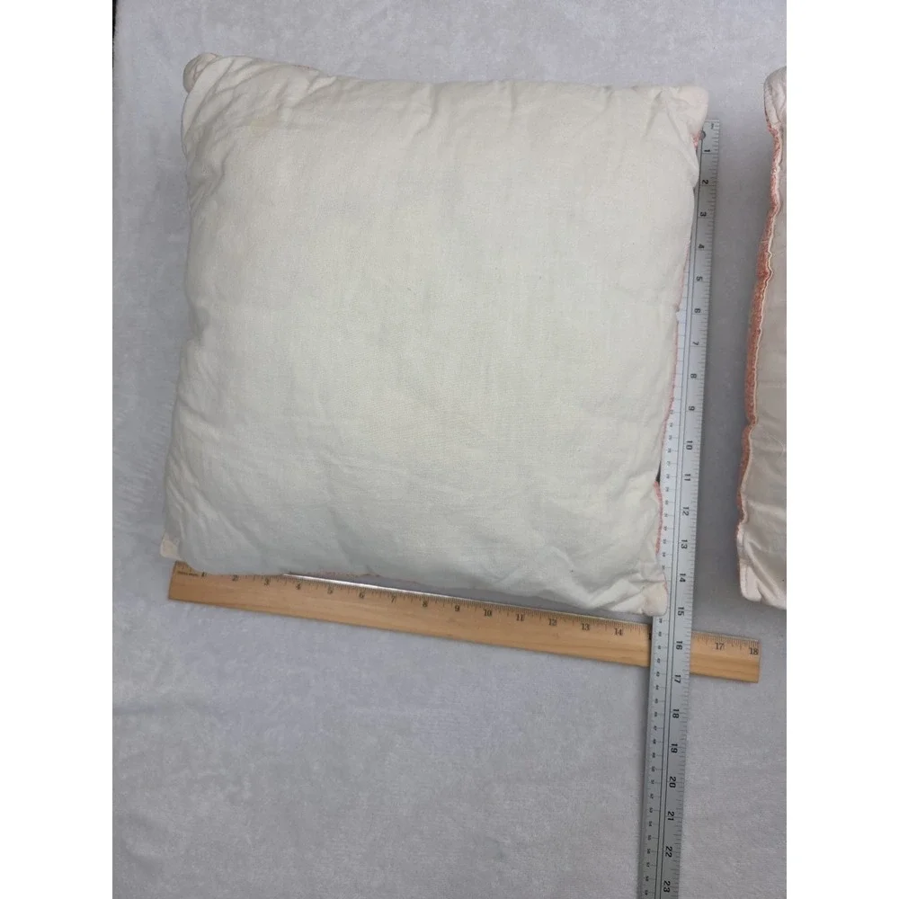 2 Vtg Granny Seashell Fan‎ Patchwork Throw Pillows Pastel Shabby Cottage 15x15